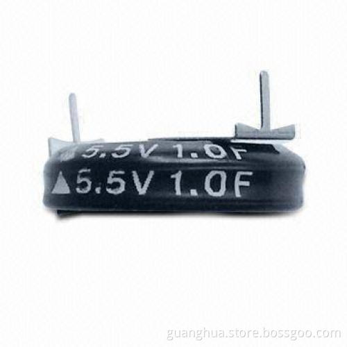 Farad Capacitors with Nominal Capacity of 1.0F, 5.5V DC Nominal Voltage, Dimension Φ21 x 6.2mm